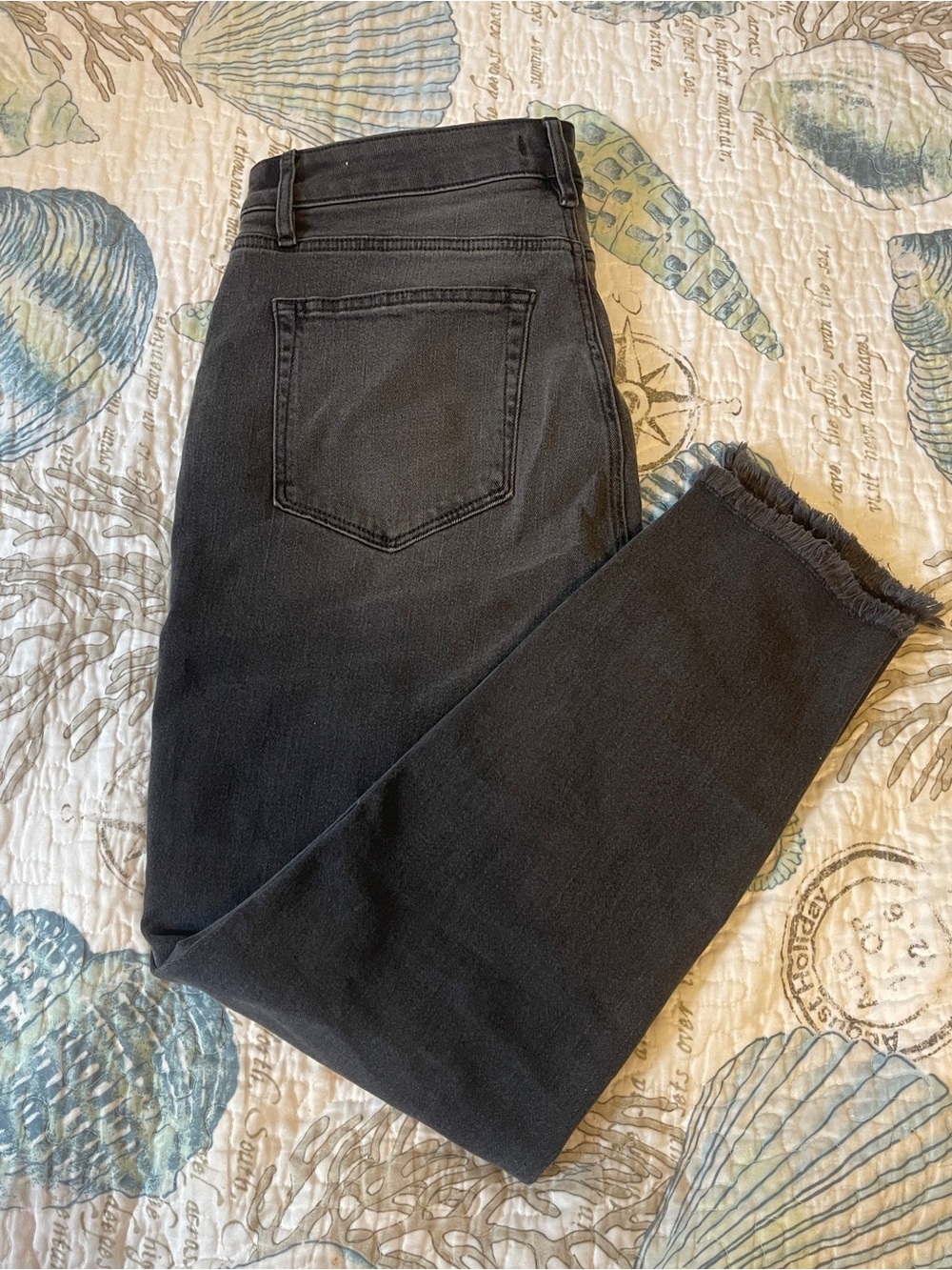 LOFT The Skinny Black Denim Women’s Jeans Size 30/10 With Fringe Ankle